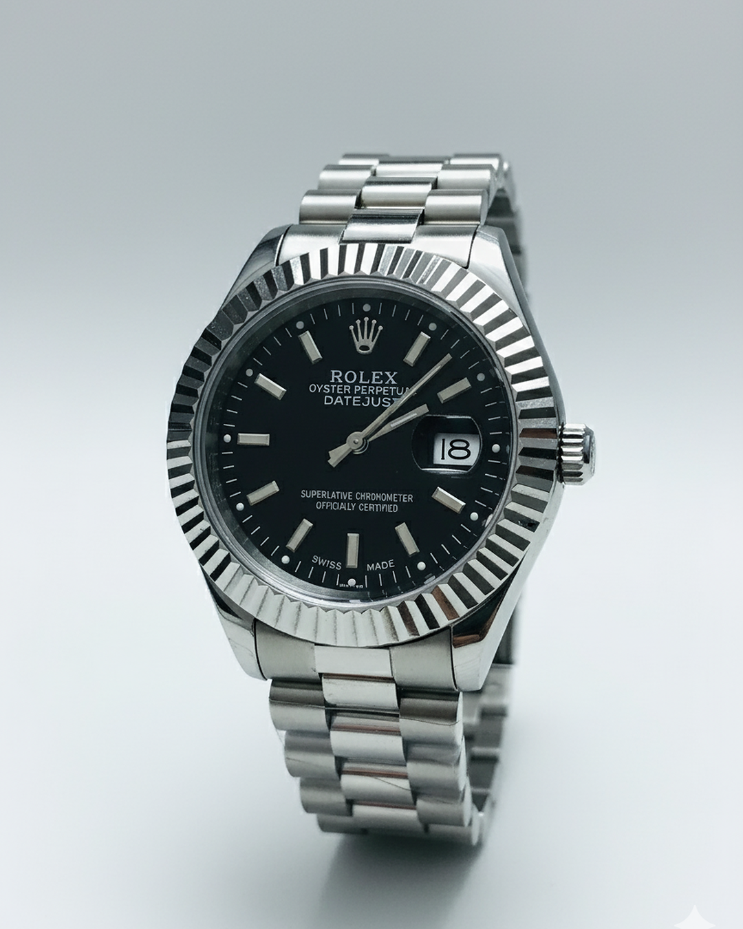 Rolex Oyster Perpetual Date just – Stainless Steel Black Dial (Quartz Movement)