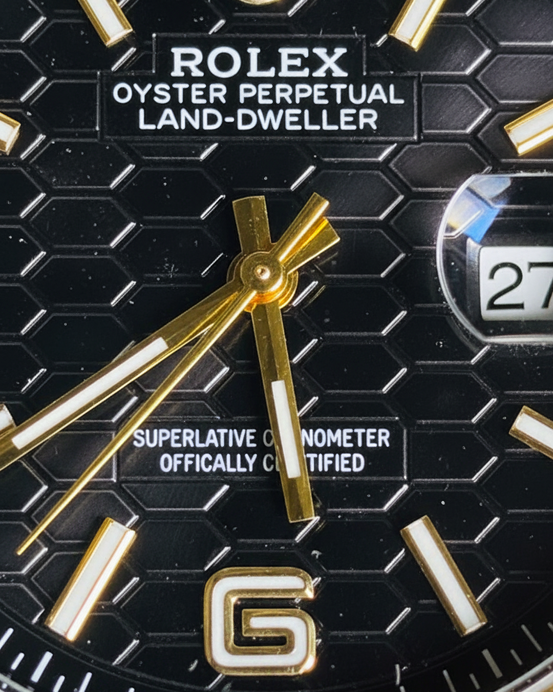 Rolex Two-Tone Silver & Gold Watch with Black Dial