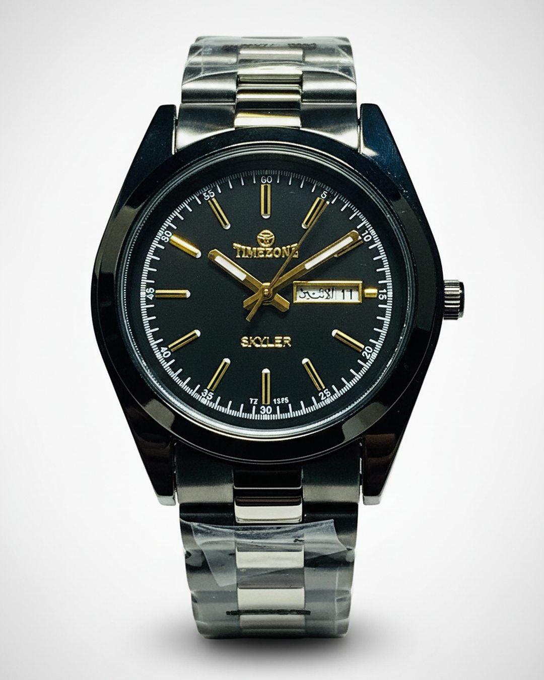 Timezone Skyler – Black Dial Stainless Steel with Gold Accents
